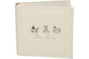 BAMBINO BY JULIANA Bambino Linen Fabric Our Baby Photo Album with 3 Icons 50 Pages 6x4