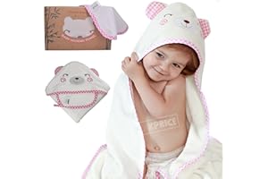 KPRICE - Accappatoio Neonato Con Cappuccio - Asciugamani di flanella 100% Bambu Organico - Asciugamano Neonato Bagnetto - Bambini Bambino Mesi Nascita