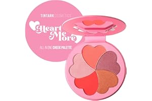 TINTARK Heart Me More tavolozza fard, tavolozza fard abbronzante e illuminante, fard per guance, senza talco, fard in polvere rosa brillante, palette fard rosa viola, lucidatore arancio pesca