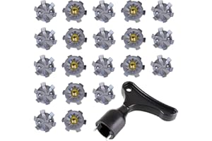 Jetisva 20pcs Golf Shoe Spikes Cricket Spikes Replacement Universal Golf Shoe Studs Metal Thread Spikes Cleats with Spike Wrench Easy Install to Golf Shoes (Black)