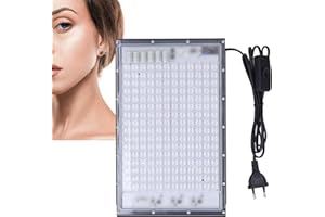 JIAWU Luz de Bronceado, Lámpara de Bronceado para Uso Doméstico, 460nm 192 LED Lámpara Azul Completa Dispositivo de Lámpara Autobronceadora para Cara y Cuerpo con Kit Colgante