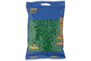 Hama Perlen 201-10 Bügelperlen Beutel mit ca. 3.000 bunten Midi Bastelperlen mit Durchmesser 5 mm in Grün, kreativer Bastelspaß für Kinder ab 5 Jahren