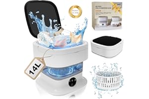 OMCCHK Portable Mini Waschmaschine Mit Schleuder - 14L 40W Camping Waschmaschine Mini Washing Machine Faltbare, Kleine Waschmaschine Mobile Waschmaschine für Babykleidung Unterwäsche Reise(Ultra-Reinigung)