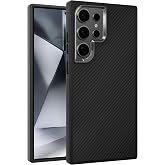 Teknoft Samsung Galaxy S24 Ultra i&ccedil;in Karbon Serisi Ultra G&uuml;&ccedil;l&uuml; Metal Tuşlu ve Lens &Ccedil;er&ccedil;eveli Darbe Emici Karbon Fiber G&ouml;r&uuml;n&uuml;