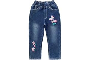 Peacolate 18Months - 10Years Girl Denim Jeans Blue Denim Pants Embroidery Jeans Srping Autumn