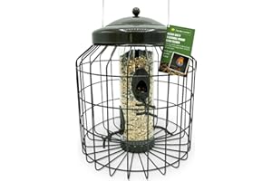 REPEAK Large Heavy Duty Squirrel Proof Bird Feeder for Wild Seed Feed Mix Outdoor Garden use - Mocha Brown - with Strong Galvanised Metal Cage to Deter Squirrels & Large Birds