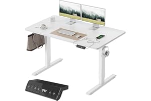 ‎FEZIBO FEZIBO Höhenverstellbarer Schreibtisch mit USB-A und USB-C-Ladeanschlüssen, 140 x 70 cm Schreibtisch Höhenverstellbar Elektrisch, Ergonomischer Steh-Sitz Tisch für Heimbüro, Standing Desk, Weiß
