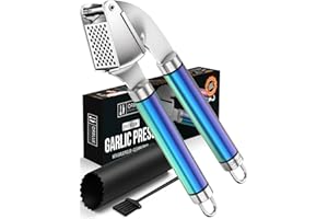 ORBLUE Prensa de Ajos y Machacador de Acero Inoxidable: ¡Prensa Ajos, Prensador y Picador Manual para Ajos Perfectamente Machacados y Aromáticos