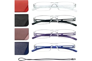 Hubeye 4 Paia Occhiali da lettura Ultraleggeri Montatura Trasparente Anti luce blu con Custodia in Pelle per Uomo e Donna 2.50