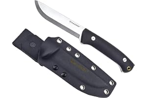 Harnds Forester Full Tang Cuchillo Fijo con Sandvik 14C28N Hoja Bushcraft al Aire Libre Caza Supervivencia (Mango G10 + Funda Kydex)