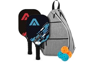 Touyinger Palas de Pickleball, Pickleball Set Raquetas Juego de Palas de Pickleball con 4 Pelotas y Bolsa Portátil, Deportes de Pickleball de Interior y Exterior para Hombres Mujeres