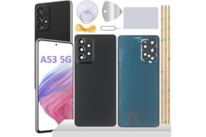 YHX-OU 6.5 Inch Battery Cover for Samsung Galaxy A53 5G Back Glass Back Cover Back Glass Replacement Repair Kit with Camera Lens + Tool (Black)