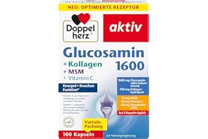 ‎DOPPELHERZ Doppelherz Glucosamin 1600 mit Kollagen und MSM - Vitamin C als Beitrag zur normalen Kollagenbildung für eine normale Knorpelfunktion - 100 Kapseln