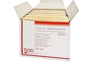 DE Healthcare Products – 500 Stück Mundspatel (15 cm x 1,7cm), unsteril, Holzspatel für Erwachsene und Kinder, vielseitig verwendbar, braun