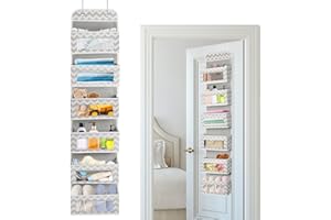 BOSSJOY Over The Door Organizer Hanging Storage Bag with 6 Clear Window Pocket Organiser Closet Wardrobe Storage Organizer for Clothes, Lingerie, Toys, Cosmetics, Toiletries, Handbags and More Accessories