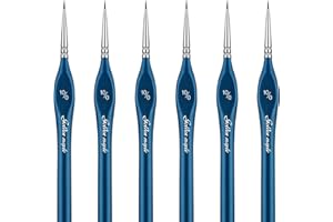 GOLDEN MAPLE Miniatur Pinsel, 6PC Fine Detail Paint Brushes Set 10/0, Mini Small Painting Brushes für Kunst, Handwerk, Acryl, Aquarell, Öl, Modell, Gesicht & Malen nach Zahlen, Figurine, Blau