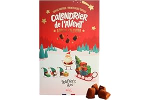 Chocolat Mathez - Calendrier de l'Avent chocolat 2025-24 Truffes aux chocolat - 8 saveurs de truffes chocolatées à découvrir avant Noël - Idée cadeau