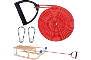 Suaflny Schlittenseil Mit Karabiner, Schlittenleine Mit Griff, 4m Schlitten Zugseil, schlittenseil mit karabiner, Schlittenseil Mit Griff, Schlitten Zugseil für Schlitten und Rodel im Winter