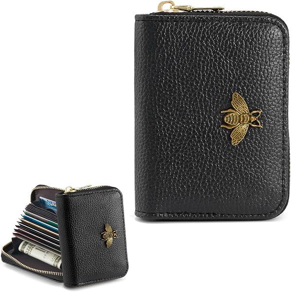 QIUTIMIY Petit portefeuille pour femme en cuir pour espèces, mini portefeuille, double poche zippée avec porte-clés, vert, Porte-monnaie