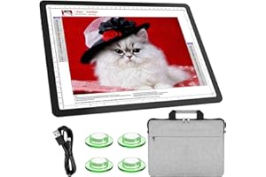 TSOCOS A4 Tracing Light Box with Carry Bag, 11000Lux Super Bright Diamond Art Light Board with Side Buttons & 6 Levels of Brightness, 3 Colors Light pad Lightbox for Drawing, Diamond Painting