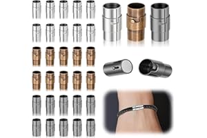 MOAMUN 30 PCS Cierre de Pulseras Magnética Mosquetones para Cuero Cuerda Collar Hebilla de Doble Seguro Durabilidad Cierre Pulsera Pulsera Hebilla Cierres Collares 3 Color (5 mm)