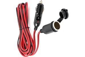 TALIFOCA 5M Rallonge Allume-Cigare,Câble D’Extension pour Allume Cigare,12 V/24 V Prise allume-cigare avec Fusible 15A/16 AWG DC Rallonge Allume Cigare Prise pour Moto & Bateau,Voiture,Camion