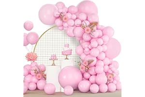 LUOBITO Palloncini Rosa, 120 Pezzi Kit Arco Palloncini Pastello Rosa, 18 12 10 5 Pollici Ghirlanda Palloncini Compleanno Matrimonio Battesimo Bambino Laurea Festa Decorazioni