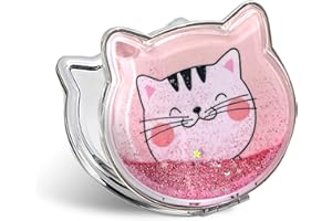 Fixleren Miroir Maquillage Poche Mini Pliable, Grossissant 7 * 7.5cm, Facile à Transporter. Meilleurs Cadeaux Pour Garçons et Filles. (Couleur Rose)