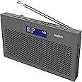 Portable DAB/DAB+ Digital Radio | 15H Battery and Mains Powered | Kitchen FM Radio, 20 Presets | LED Display, 3.5mm Headphone Jack | Dual Alarm with Sleep Timer Function | MAJORITY Histon (Charcoal)