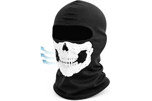 AWUMBUK Svart Balaclava för Motorcykel Herr Sommar, Elastisk Ghost Mask