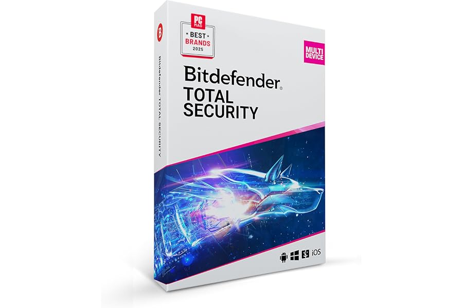 Bitdefender Total Security 2025 - 5 Geräte | 1 Jahr Abonnement | PC/Mac | Aktivierungscode per Post