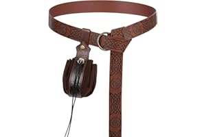 CIATBYYJ 2 Pcs Medieval Viking Belt with Faux Leather Pouch, Vintage Renaissance Belt Pouch, Retro Nordic Portable Bag Renaissance Costume Accessories (Brown)