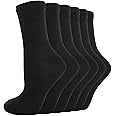Bonjour Childrens Kids Back to School 6 Pairs Ankle Cotton Rich Plain School Socks Shoe (Sizes 3 yrs - 13 yrs)