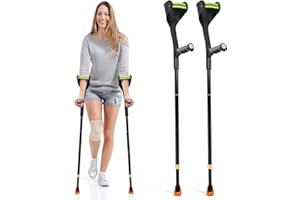 ELorgzem Forearm Crutches, Adjustable Crutches for Adults, Lightweight Crutches for Adults with Cuffs,Suitable for Adults with Leg Injury, Black (Pair)