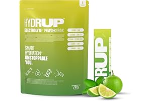 HYDRUP - Elettroliti Senza Zucchero in Polvere 1733 mg - Idratazione con Vitamine B e C - Gusto Limone e Lime - Confezione Richiudibile con 6 Bustine da 14 Grammi - Senza Glutine e Senza Lattosio