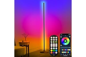 DeeprBling LED Stehlampe Smart, 165cm Standleuchte Dimmbar mit Fernbedienung & APP, 16 Millionen Farben, Musikmodi, DIY-Modus & Timing, Ecklampe RGB für Wohnzimmer, Schlafzimmer, Gaming Schwarz
