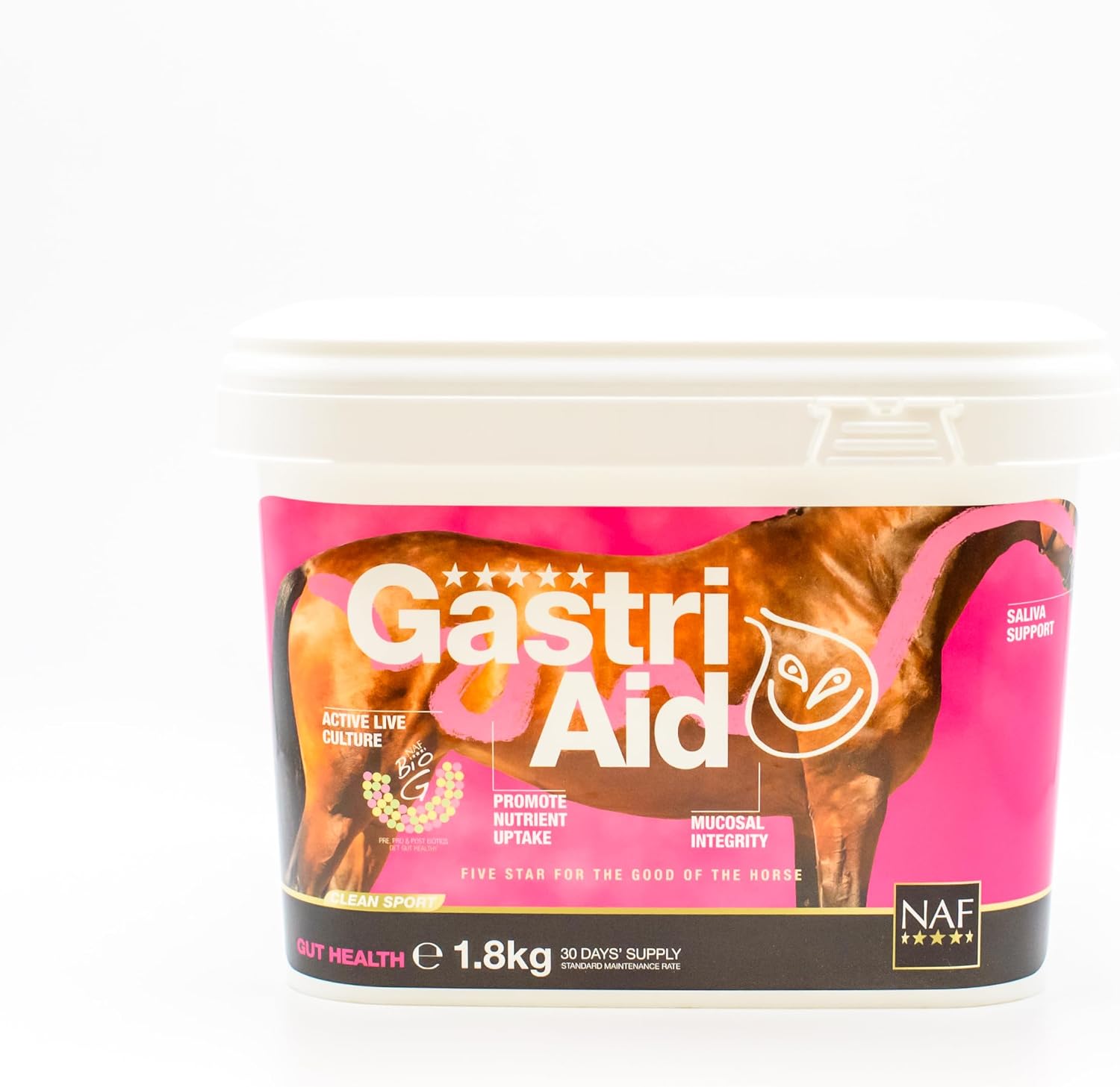 NAF Five Star GastriAid 1.8kg – Advanced Gut Health Supplement for Horses – SupportsTotal Digestive Health and Promotes Efficient Nutrient Absorption – Includes Prebiotics, Probiotics & Postbiotics