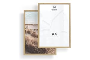 Heimlich Doppia confezione (2 pz.) Cornici in legno - con vetro acrilico antisfondamento - DIN A4 (21x30cm) - Per set di poster, Quercia Naturale