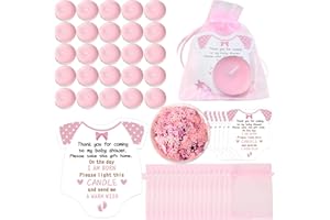 AIXIANG 50 Sets Pink Baby Shower Favors Tea Light Candles for Guest Baby Girl Shower Party Favors Gifts with Thank Cards and Return Gift Bags Confetti for Guests Gender Reveal Party Favors