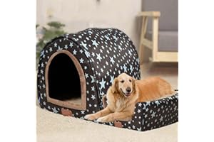 QING YUN Duży domek dla psa, luksusowa ciepła poduszka, XL/XXL, duża buda, legowisko dla psa, jaskinia dla kota, igloo, do użytku wewnątrz i na zewnątrz, nadaje się do prania (XL, 75 x 57 x 55 cm, I)