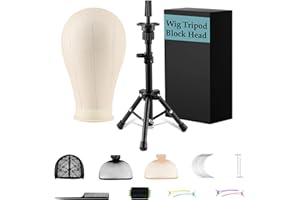 xnicx Trépied de 58,4 cm avec tête, tête de perruque et support, trépied pour perruques de table, pour la fabrication, présentation, comprend des clips pour capuchons, des épingles en T, des aiguilles