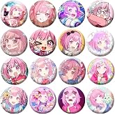 Project Sekai Emu Otori 44mm Buton Rozet Seti - 16'lı PJSK Anime Pembe Metal Pin Seti