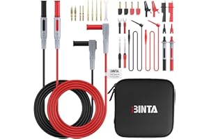 BINTA 28PCS Multimeter Leads Kit with Storage Bag Replaceable Gold-Plated Test Probes 4PCS Alligator Clips Test hook, Multimeter Test Leads Kit for Home Car Electrical Testing