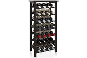 SMIBUY Botellero de bambú, Soporte para 28 Botellas con Parte Superior de Mesa, estantes de Almacenamiento Independientes de 7 Niveles para Cocina, despensa, Bodega, Bar (Negro)