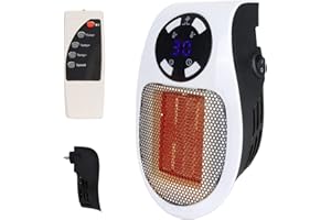 GUBOOM 500 W Plug Heater Mini Cerámico Portátil, Calentador Eléctrico con Pantalla LED y Termostato Digital, PTC Safe Silent Power Upgrade Calentador de cerámica, para sala de estar Baño
