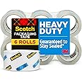 Scotch Heavy Duty Packaging Tape, 1.88" x 54.6 yd, Designed for Packing, Shipping and Mailing, Strong Seal on All Box Types, 3" Core, Clear, 6 Rolls (3850-6)
