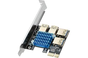 ACTIMED PCI-E 1 a 4 PCI Express Port Riser Card/PCIE X1, X4, X8, X16 Slots GPU Riser/USB 3.0 Adaptador Multitarjetas/Refrigeración Mejorada/Ideal para Minar Bitcoins Eth
