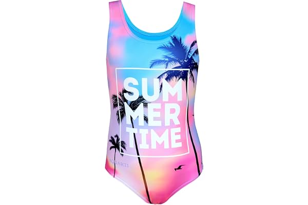 Aquarti Maillot de Bain Une Pièce Fille avec Dos Nageur et Imprimé Tendance