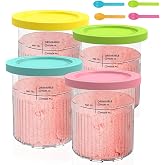 Hejo 4 Piece Ice Cream Container for Ninja Creami Deluxe Pints | 680 ML Container for NC500 NC501, Ice Cream Dessert Tubs wit