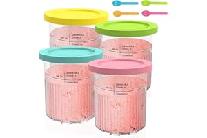 Hejo 4 Pièces Pot pour Ninja Creamy Deluxe, 680 ML Récipient pour ninja Creami pour NC500 NC501, Bacs À Crème Glacée avec Couvercle Et Cuillère, Accessoires pour Ninja Ice Creami
